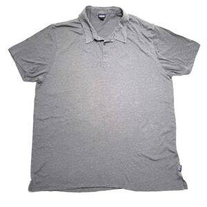 Patagonia Polo Shirt Organic Cotton Gray Mens 2XL XXL‎ Short Sleeve Regular Fit